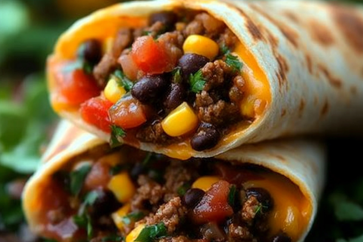 Cheesy Beef Fiesta Wraps