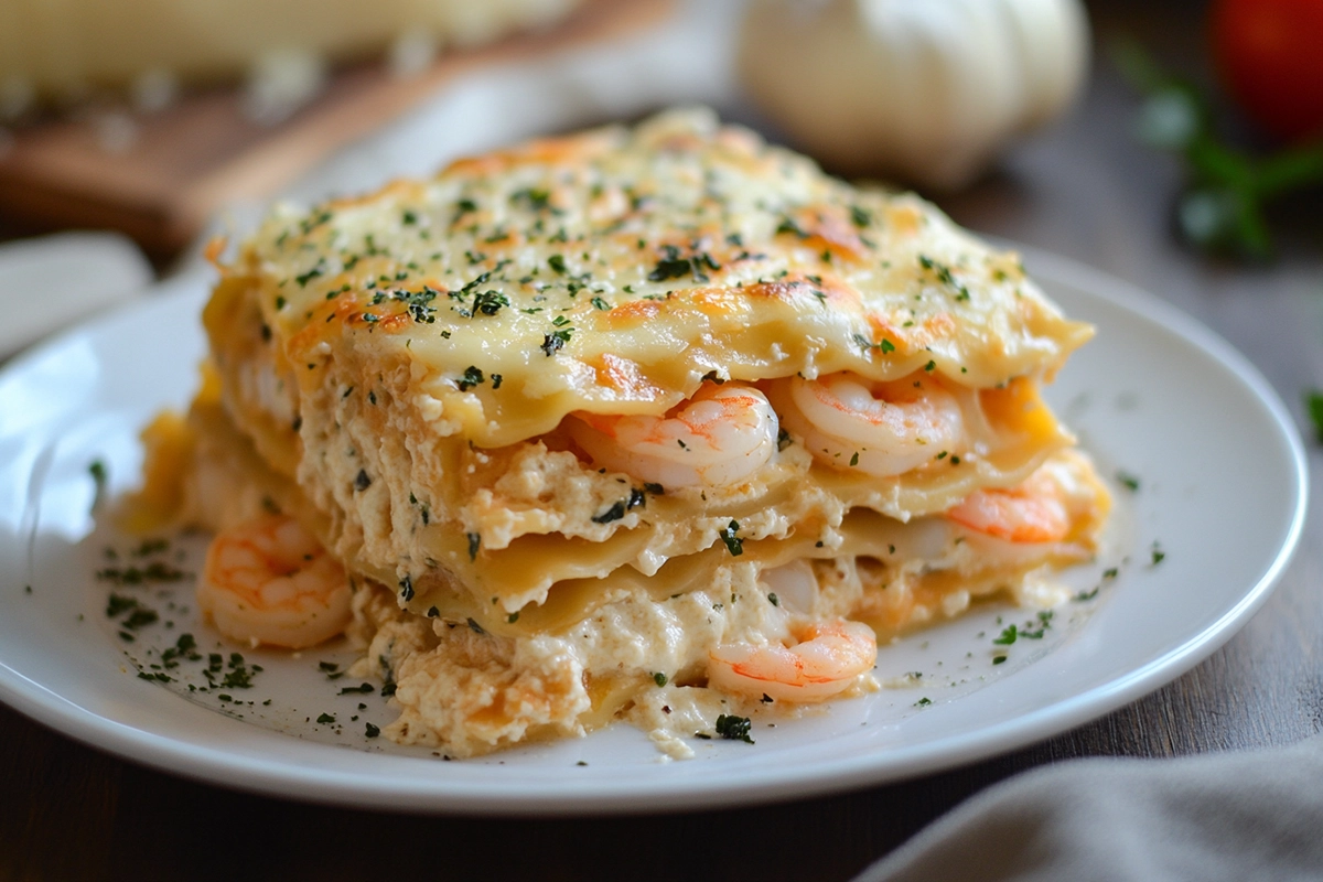 Garlic Butter Shrimp Scampi Lasagna