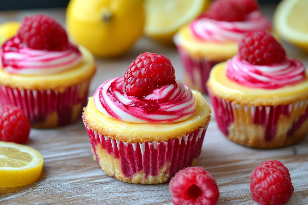Luscious Lemon Raspberry Swirl Cheesecake Cups