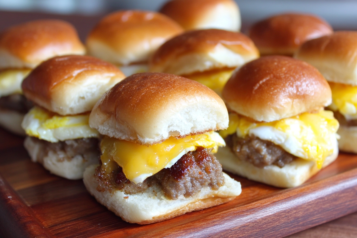 Cheesy Sausage Egg Breakfast Sliders