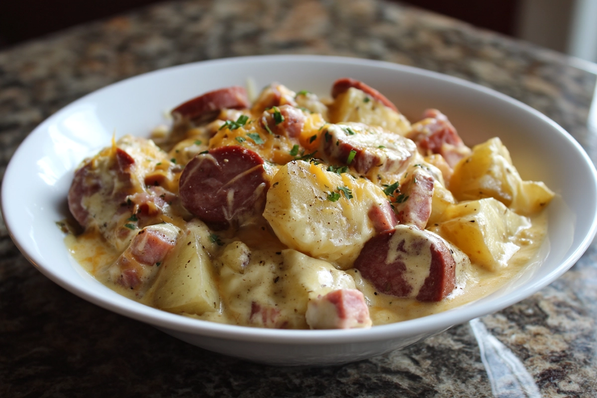 Crockpot Cheesy Potatoes And Kielbasa