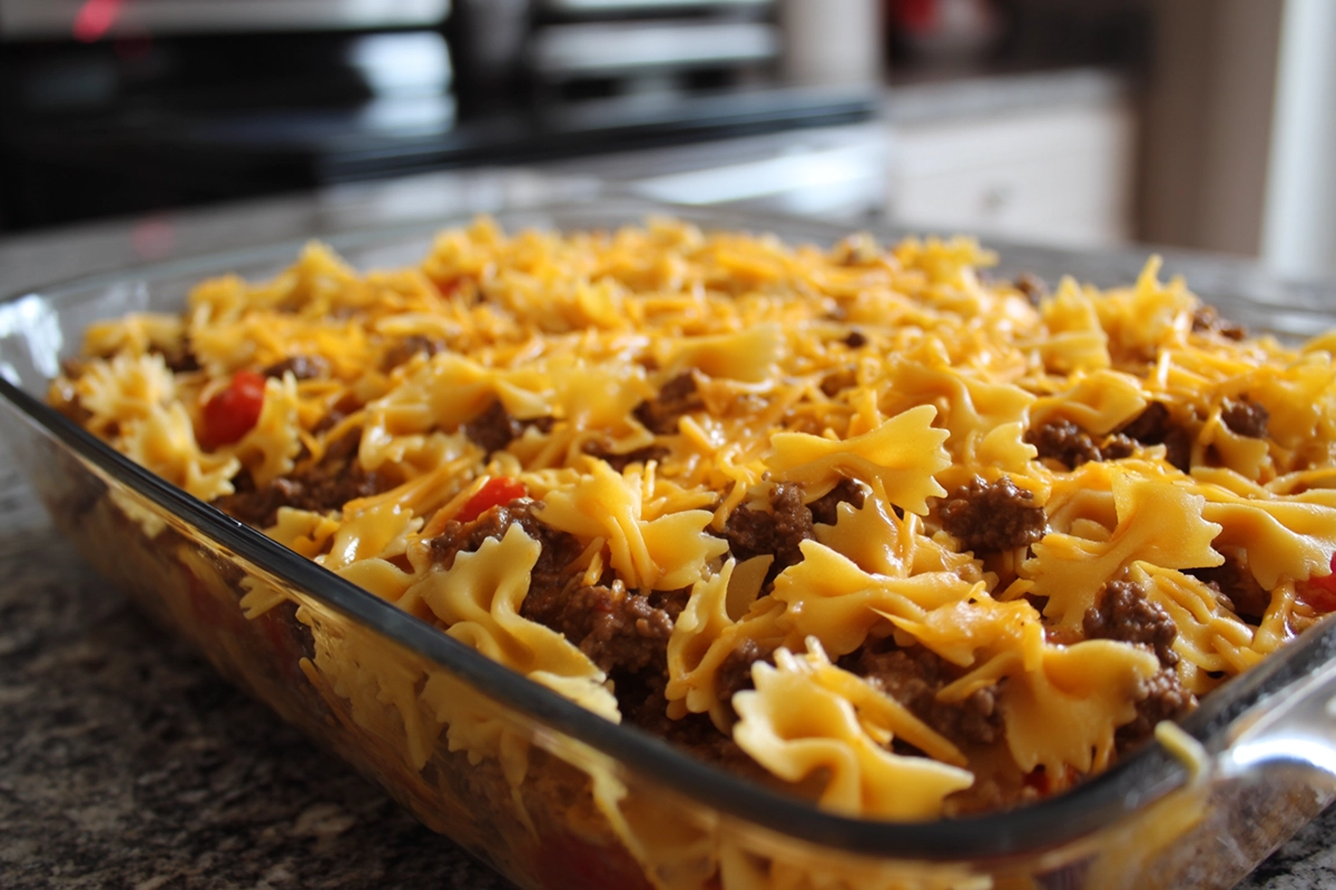 Velveeta Beef Bowtie Pasta Casserole