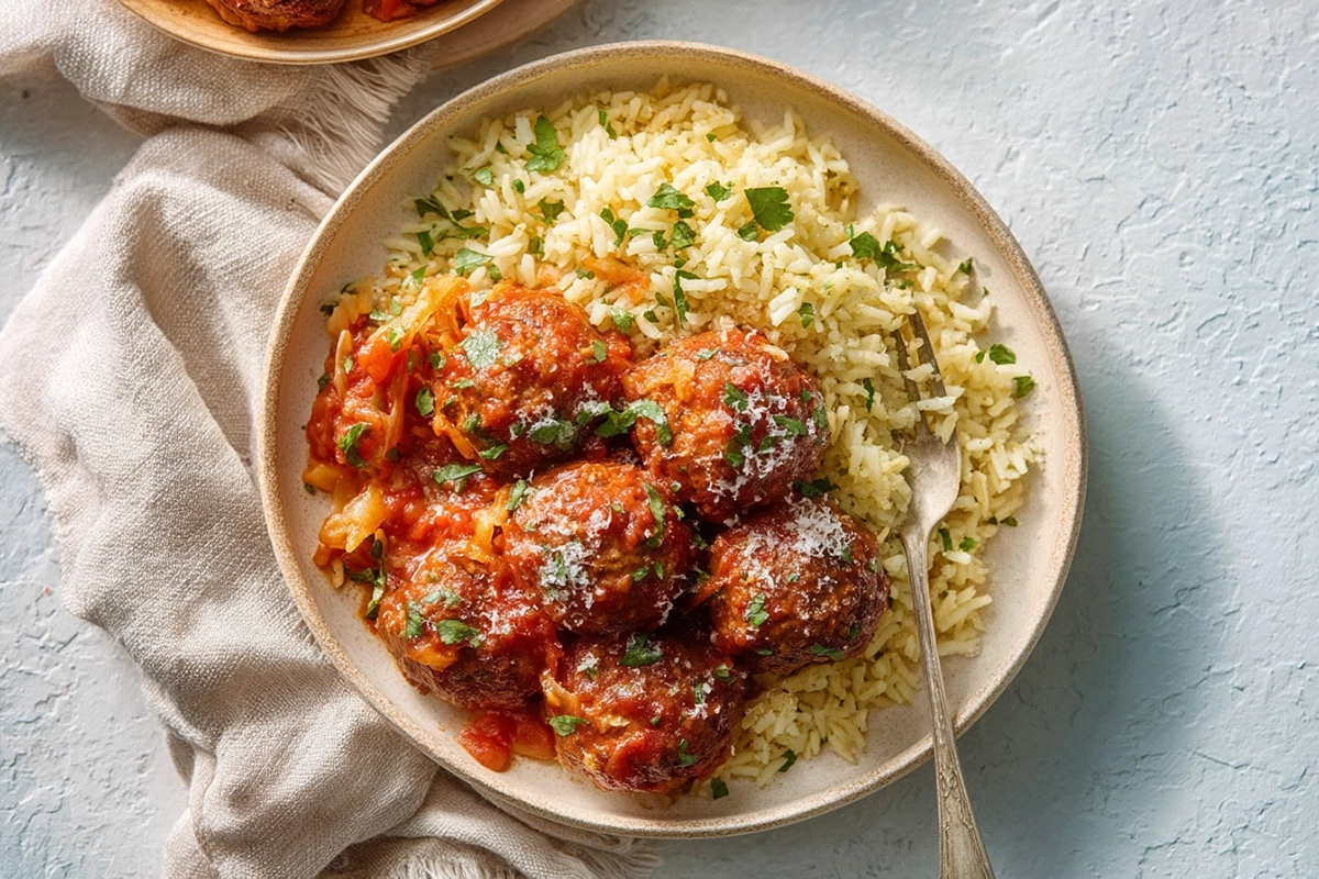 Chicken Meatballs With Peppers And Orzo