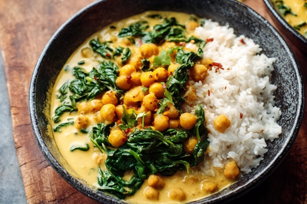 Chickpea Curry With Spinach And Ric