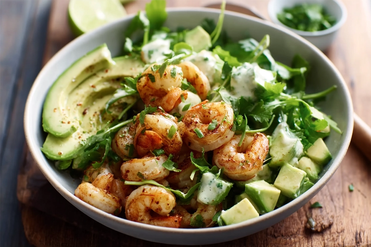 Shrimp And Avocado Salad With Miso Dressing