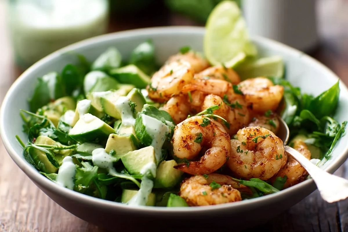 Shrimp And Avocado Salad With Miso Dressing