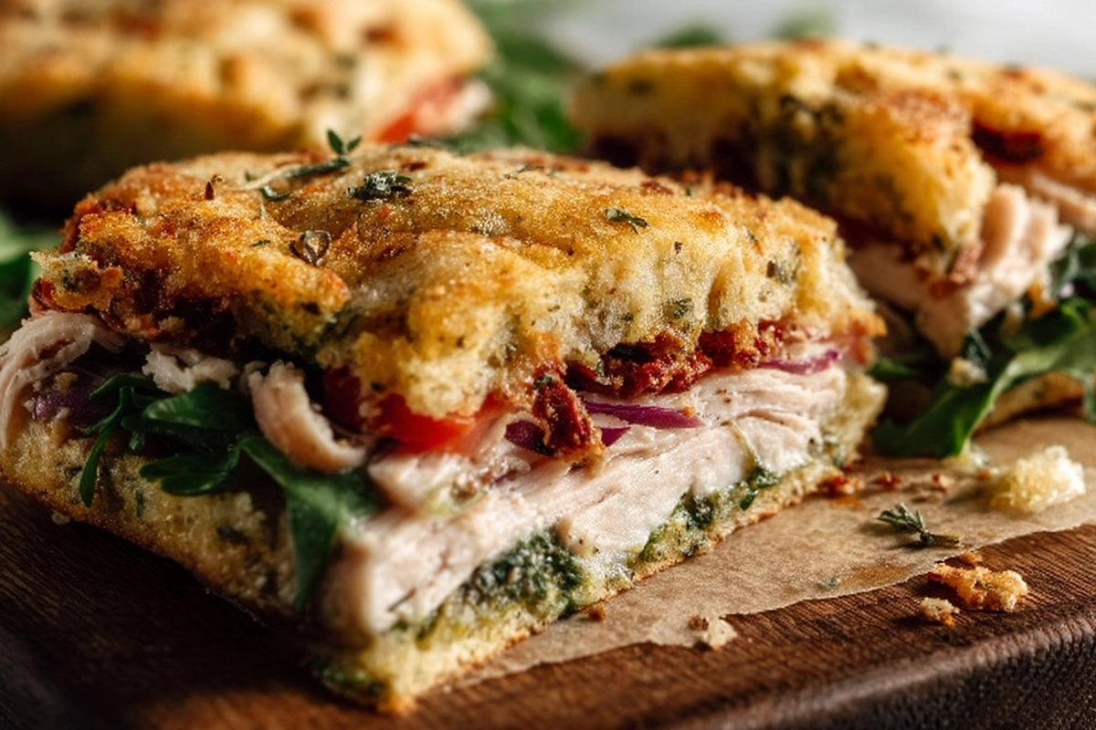 Trader Joe's Sun Dried Tomato Focaccia Turkey Sandwich