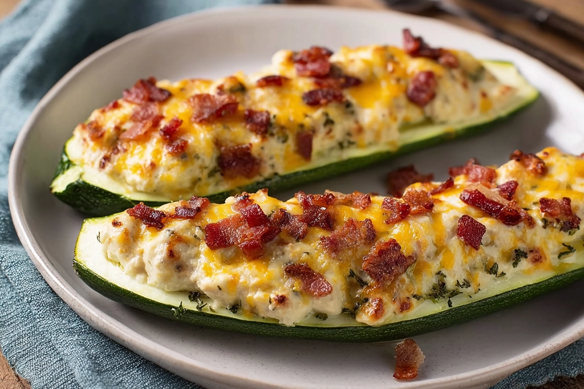 Jalapeño Popper Zucchini Boats