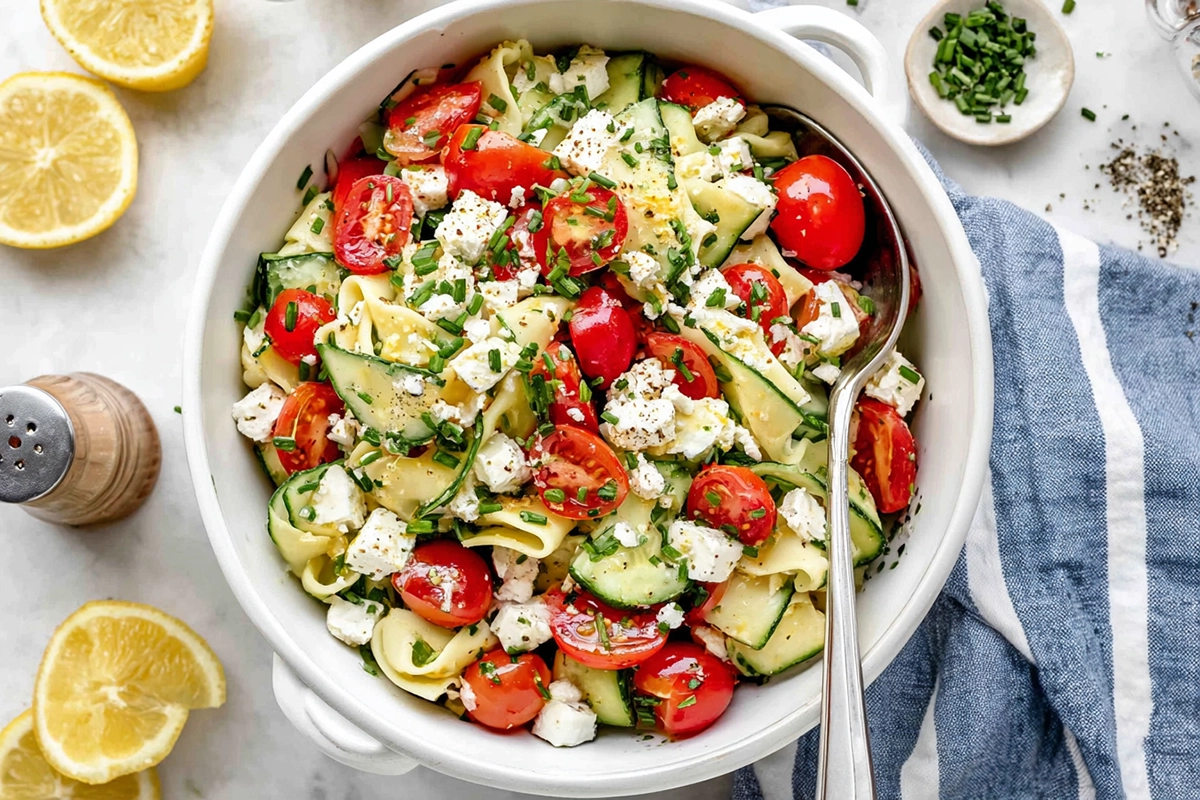 Simple Tomato Feta Cucumber Sal
