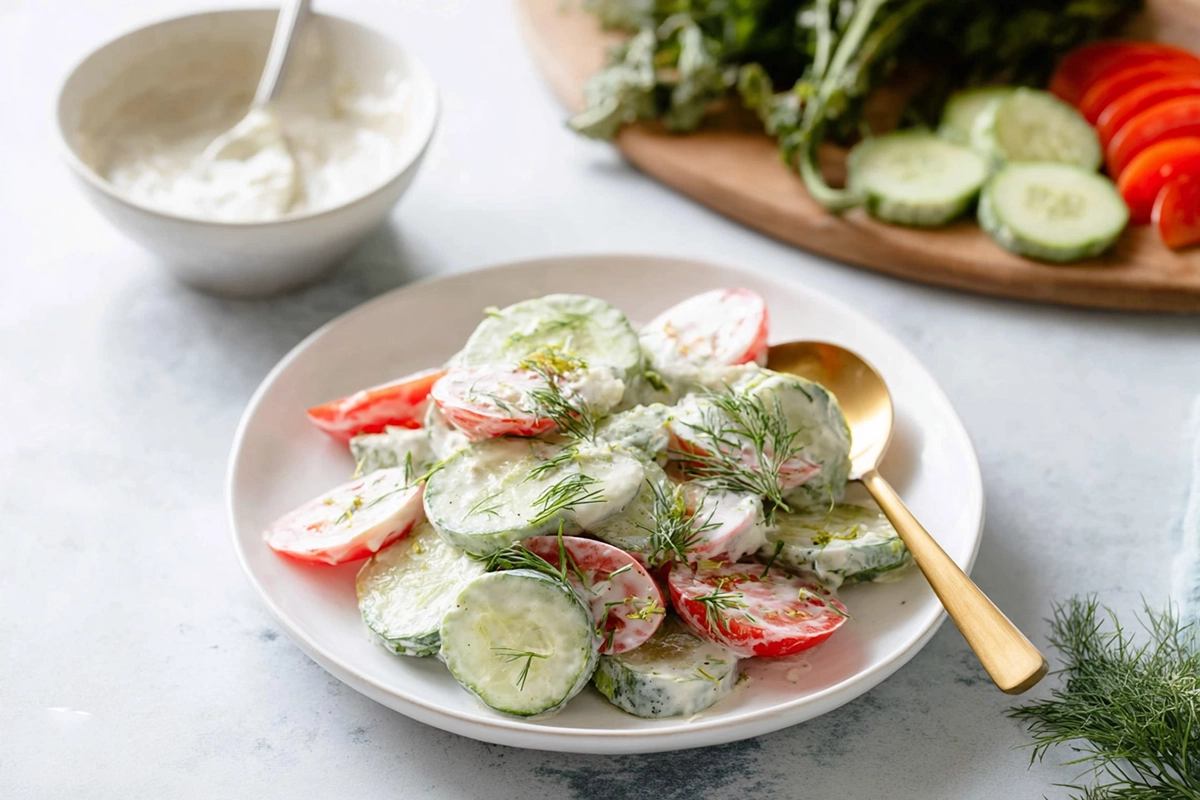 Creamy Cucumber Tomato Salad: Your Go-To Summer Side Dish 4 Creamy Cucumber Tomato Sala