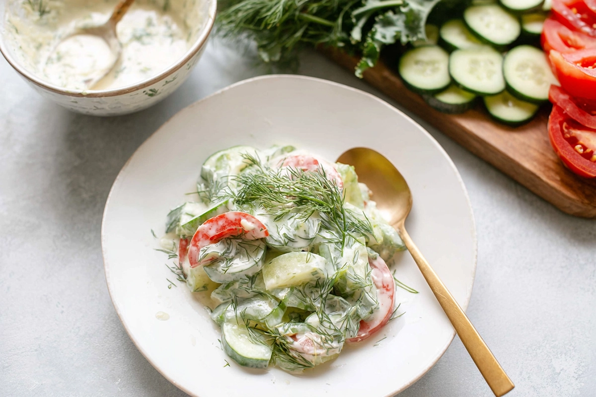 Creamy Cucumber Tomato Salad