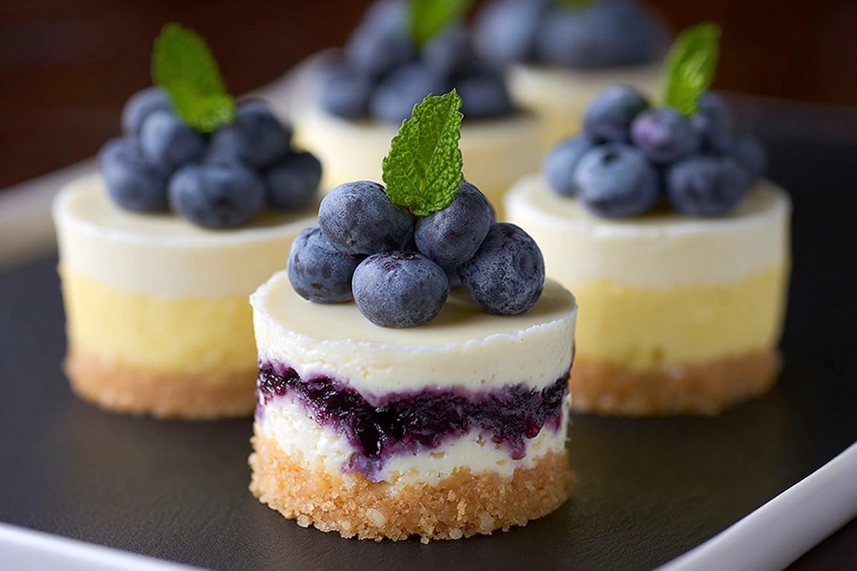 Mini Lemon Blueberry Cheesecakes