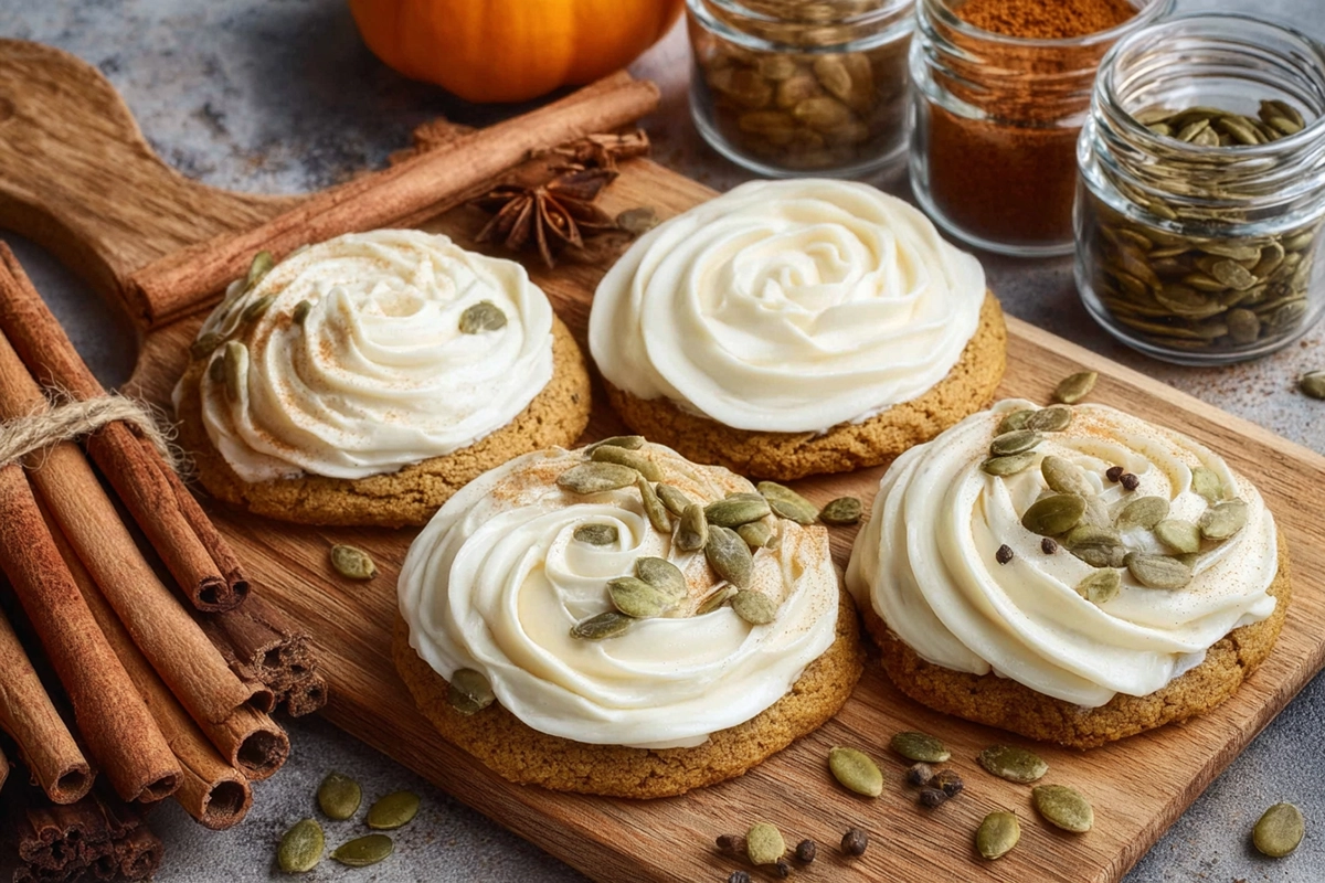 Soft Pumpkin Cookies with Cream Cheese Fro