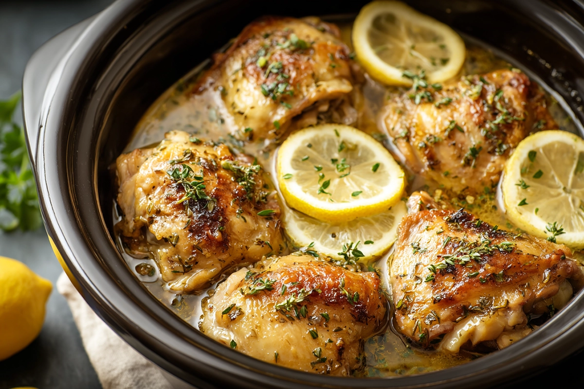 slow cooker lemon garlic chicken