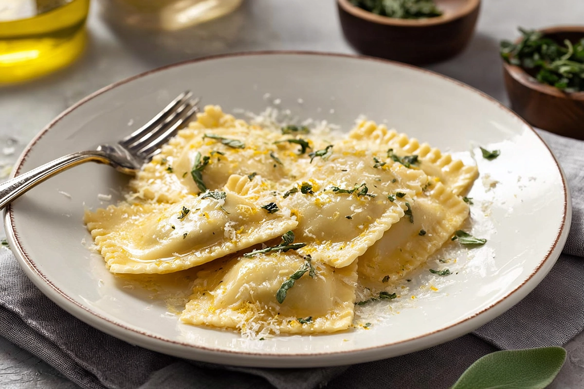 Homemade Pumpkin Ravioli with Garlic Brown Butte