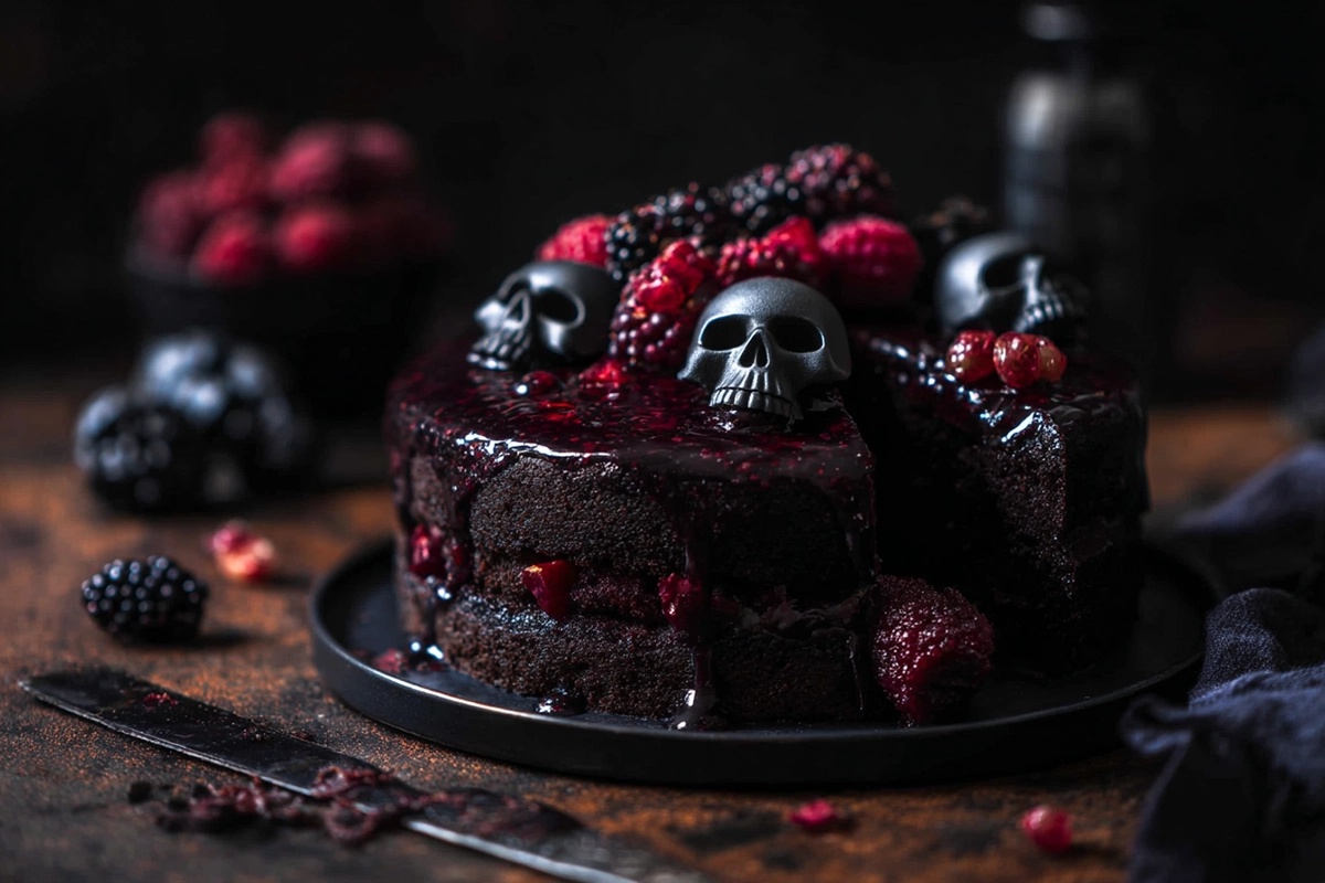 Black Velvet Halloween Cake