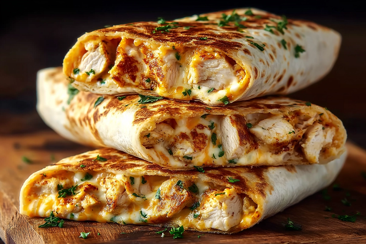 Cheesy Garlic Chicken Wraps