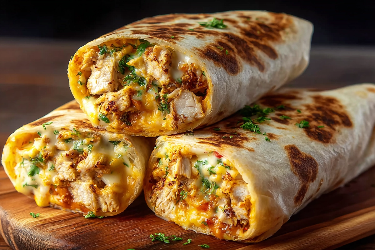Cheesy Garlic Chicken Wraps