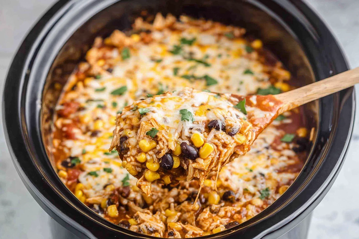 Crockpot Chicken Enchiladas Casserole
