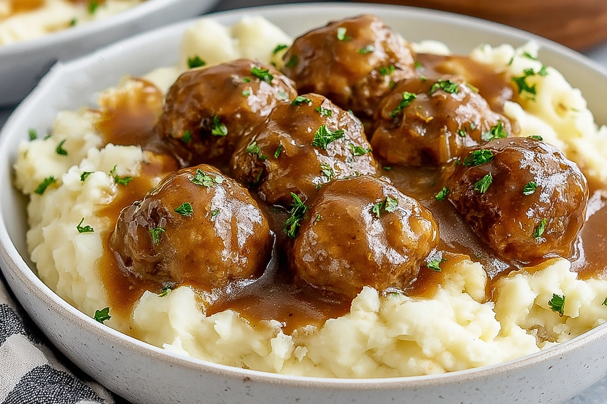 Slow Cooker Salisbury Steak Meatballs