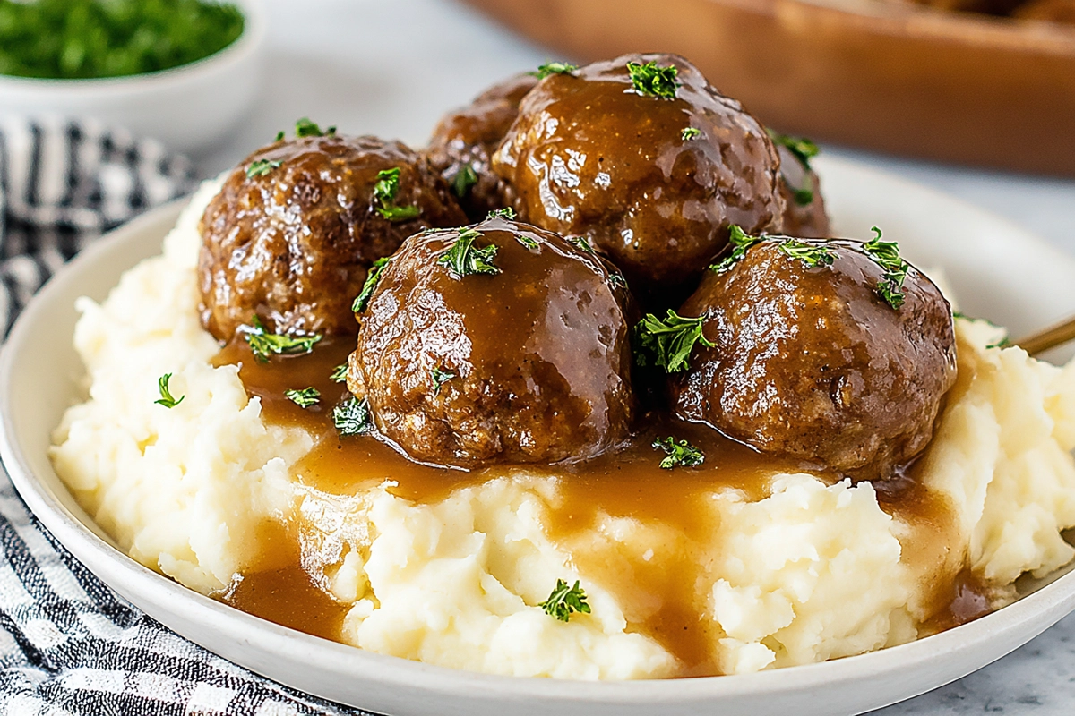 Slow Cooker Salisbury Steak Meatballs