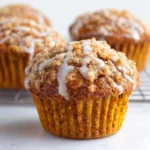 cinnamon roll pumpkin muffins fresh from oven