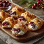 Cranberry Cream Cheese Crescent Bites on rustic board