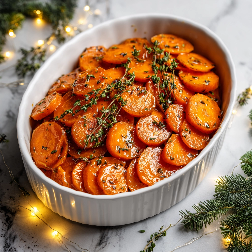 Serving glazed carrots for Thanksgiving dinner