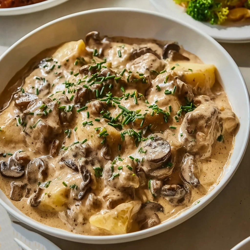 gordon ramsay beef stroganoff served with noodles