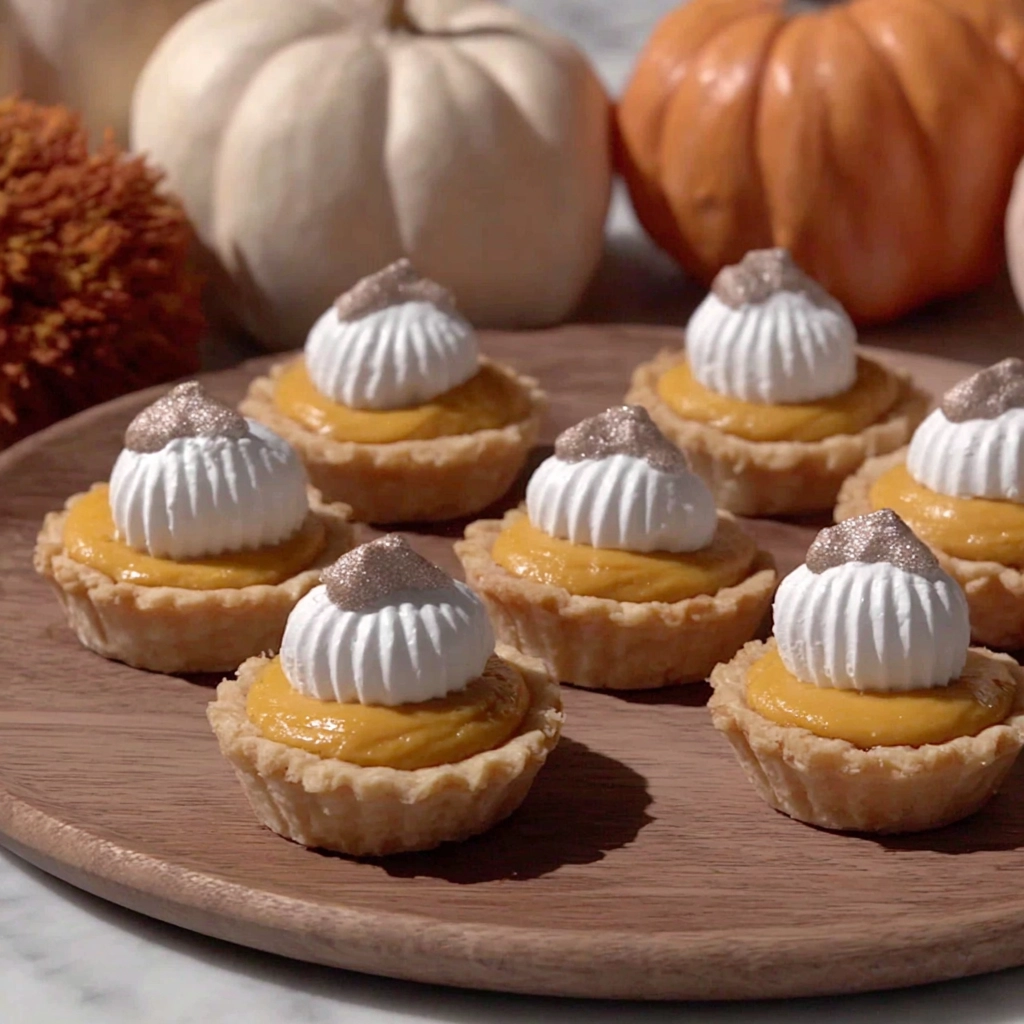 Mini Cheese Cracker Pumpkin Pie: The Cutest Thanksgiving Snack Ever 5 Mini cheese cracker pumpkin pies on serving platter