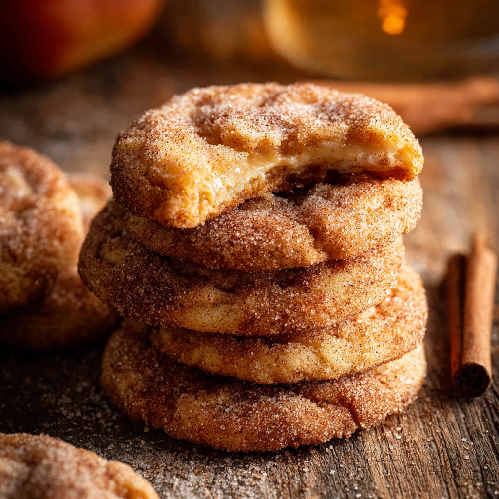 Apple cider cheesecake cookies served with cider