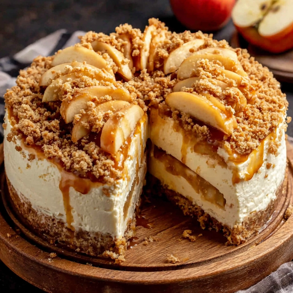 Apple Crumble Cheesecake – The Best Fall Dessert You’ll Ever Bake 5 serving apple crumble cheesecake slice