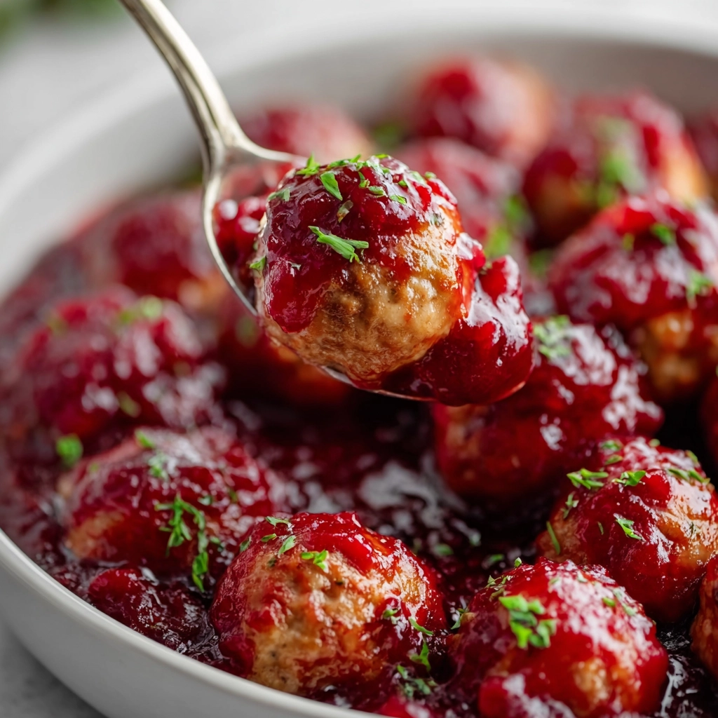 serving cranberry meatballs appetizer