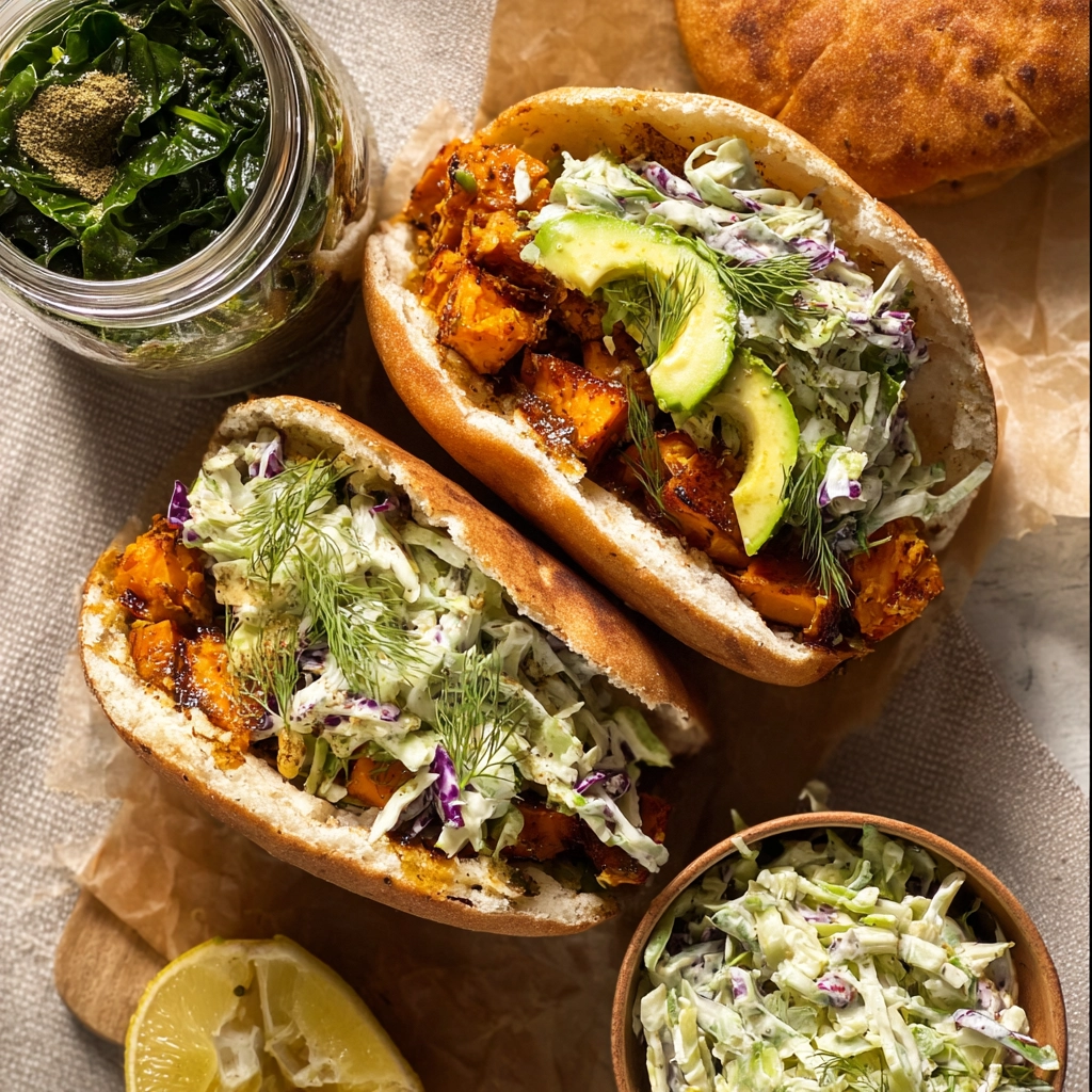 Sheet Pan Chicken Pitas with Fresh Herb Ranch Slaw
