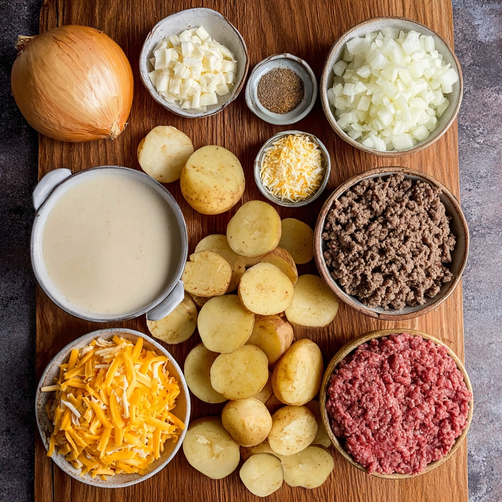 crockpot hamburger potato casserole Ingredients