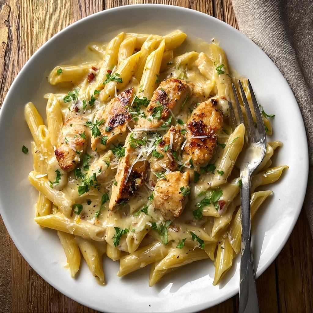 Garlic Parmesan Chicken Pasta: One Pan Creamy Chicken Penne for Busy Nights 5 serving garlic parmesan chicken pasta