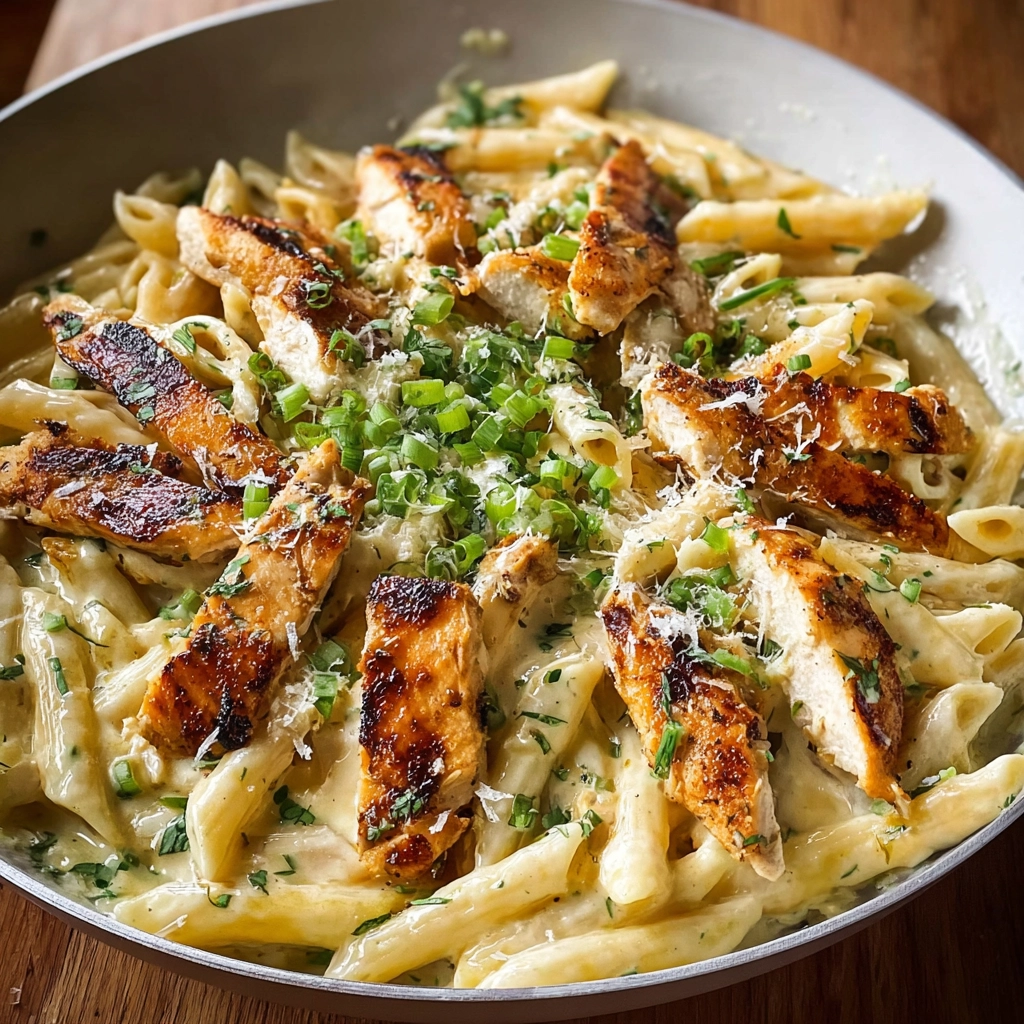garlic parmesan chicken pasta bowl