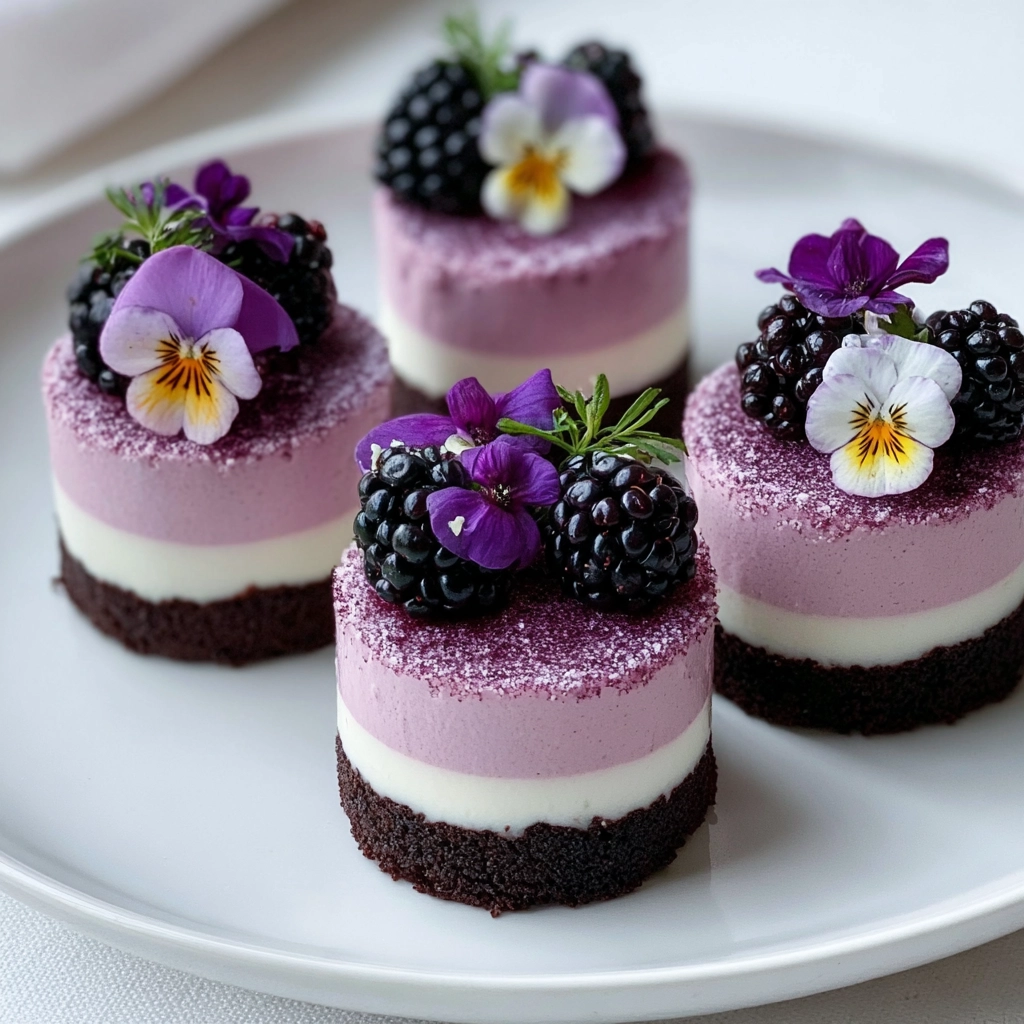 mini blackberry mousse cakes