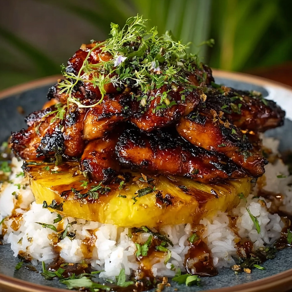 Huli Huli Chicken Stack With Grilled Pineapple and Rice 4 Huli Huli Chicken Stack