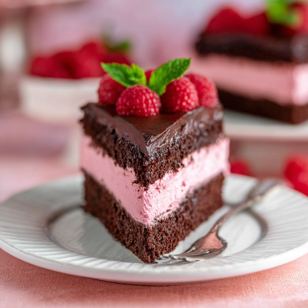Raspberry Mousse Cake with Chocolate Brownie Base 5 Raspberry Mousse Cake