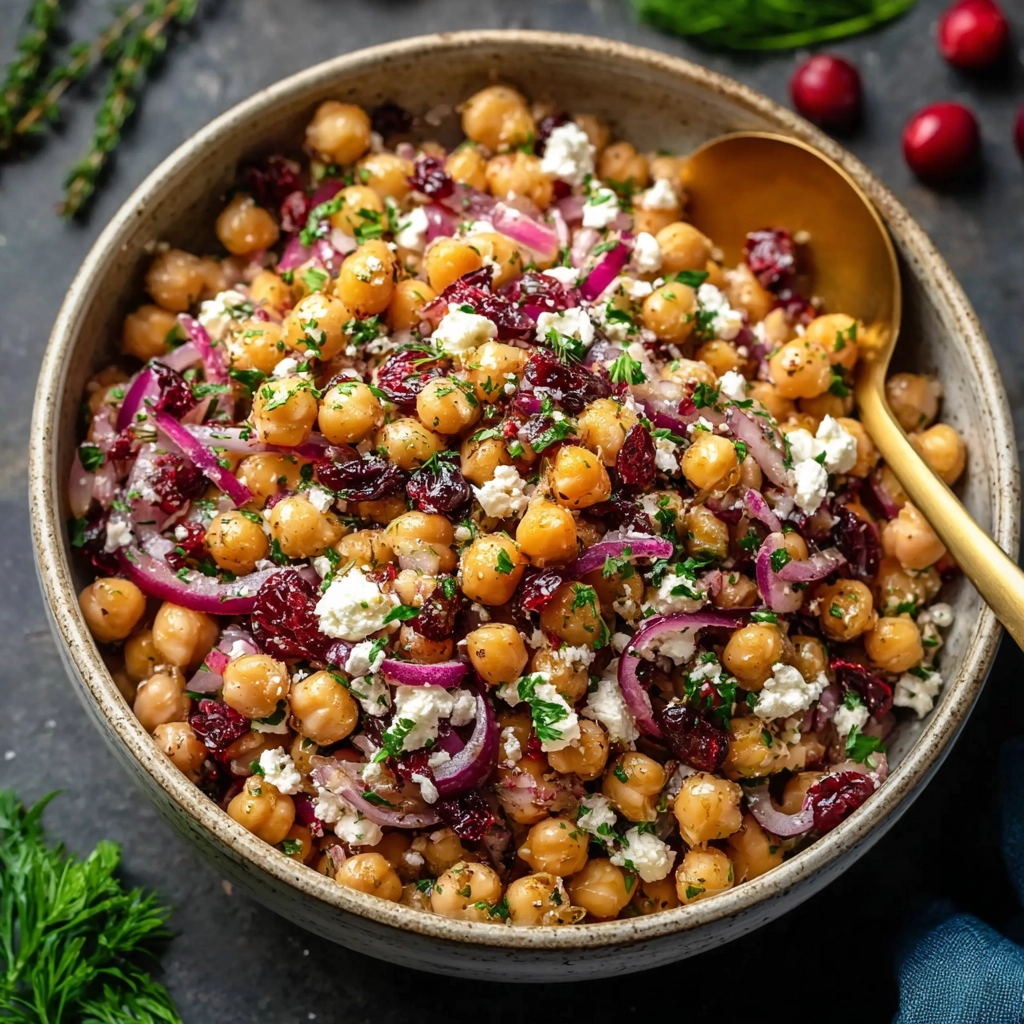 Feta Cranberry Chickpea Salad with Lemon Vinaigrette 4 Feta Cranberry Chickpea Salad