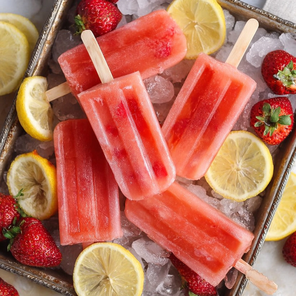 Strawberry Lemonade Popsicles – Simple 3-Ingredient Summer Treat 4 Strawberry Lemonade Popsicles