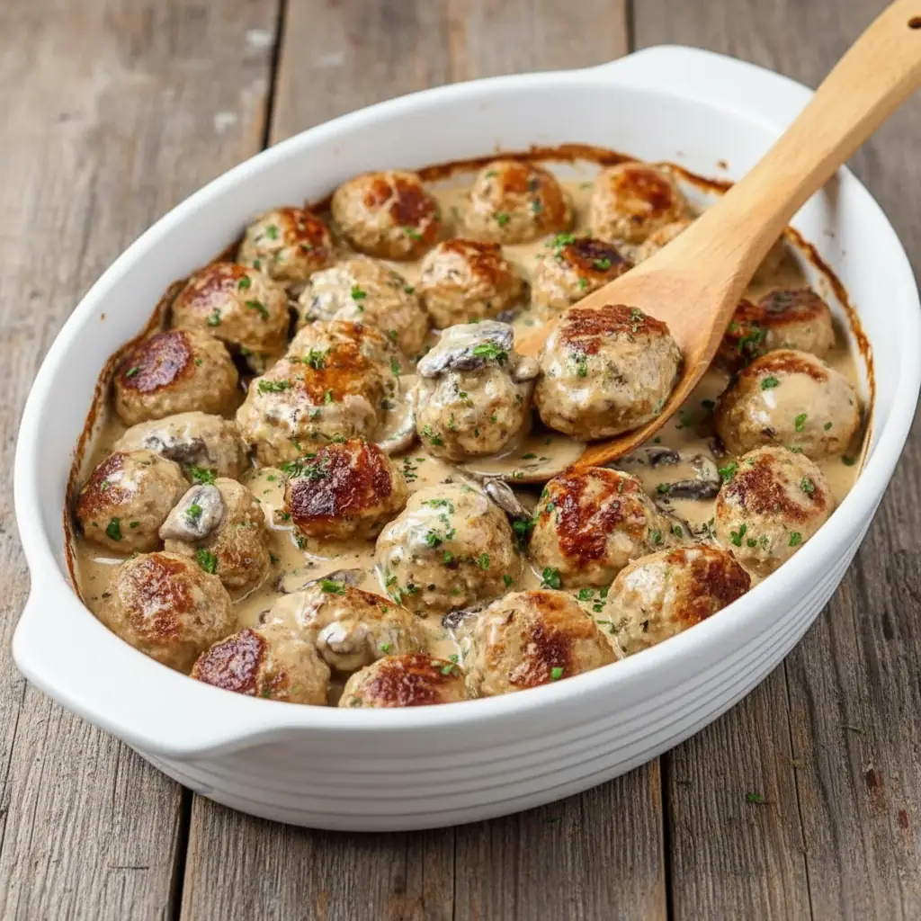Creamy Mushroom Chicken Meatballs – Ultimate One Skillet Dinner 4 Creamy Mushroom Chicken Meatballs