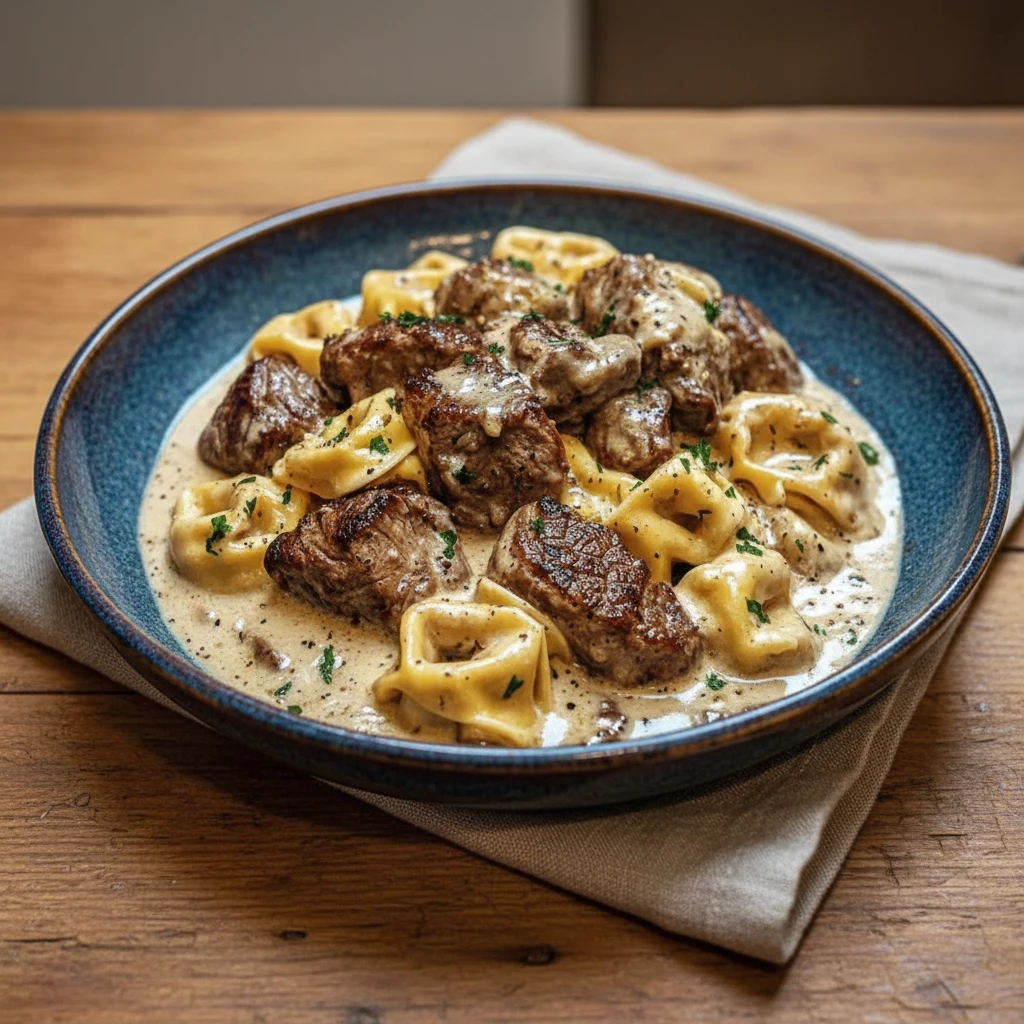 Garlic Steak Tortellini for a Creamy Weeknight Dinner 4 Garlic Steak Tortellini