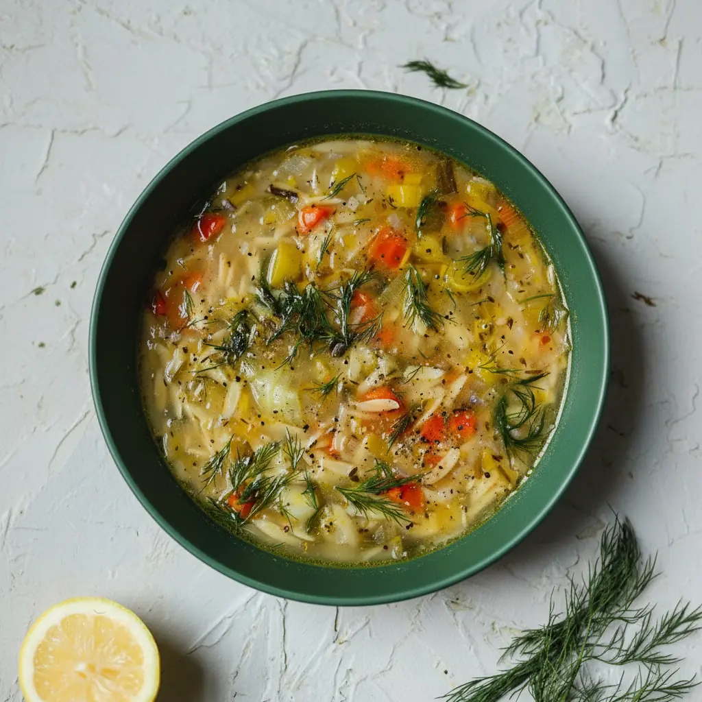 Orzo Leek Dill Soup