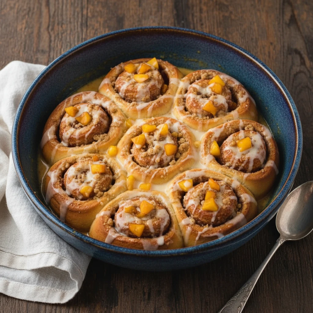 Peach Cobbler Cinnamon Rolls – Soft, Sweet & Irresistible 4 Peach Cobbler Cinnamon Rolls