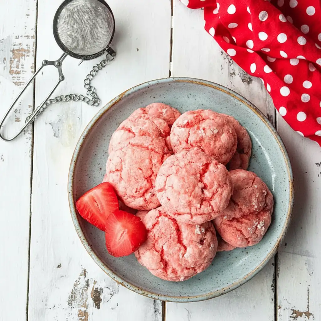 Strawberry Gooey Butter Cookies