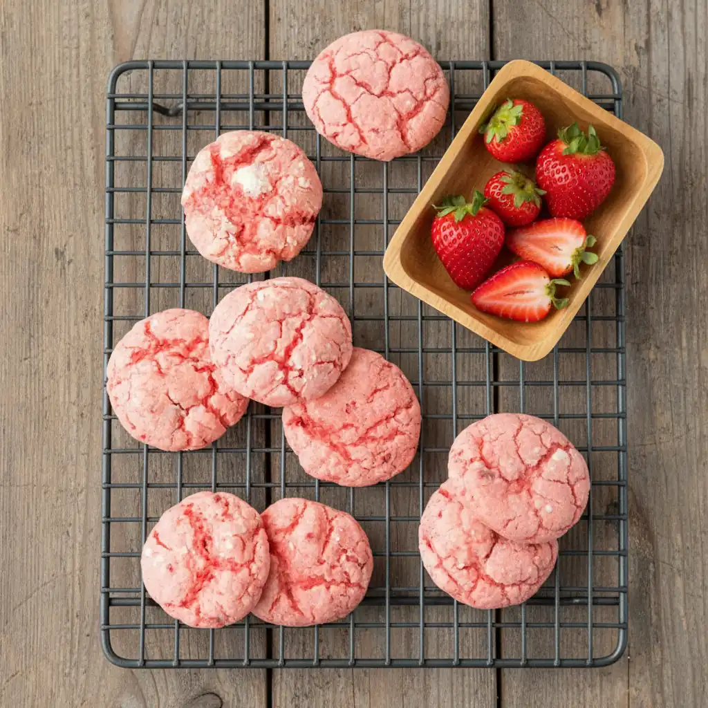 Strawberry Gooey Butter Cookies