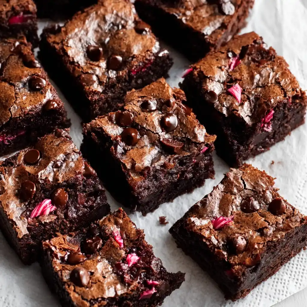 Dark Chocolate Rhubarb Brownies