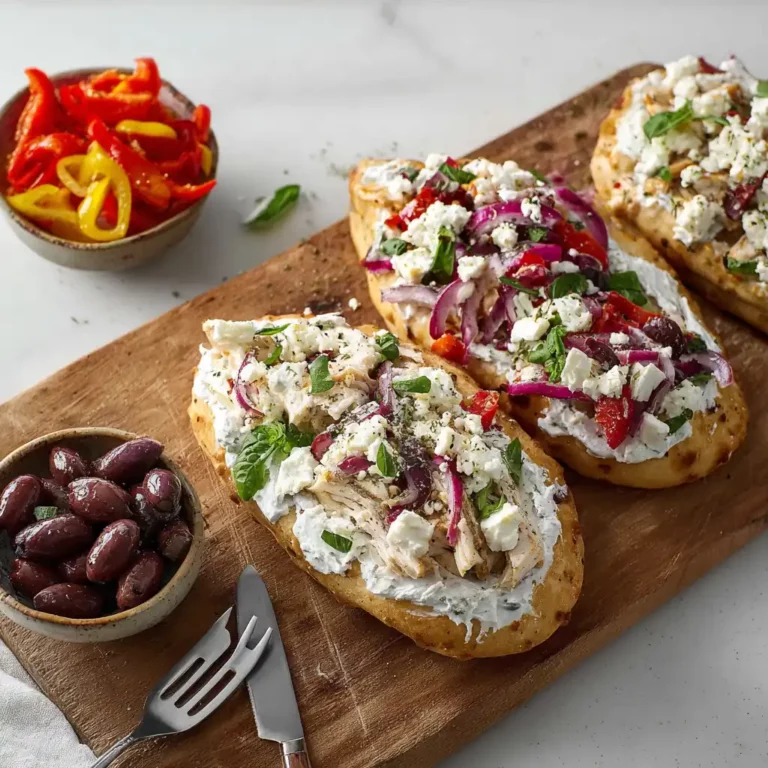 Greek chicken flatbread